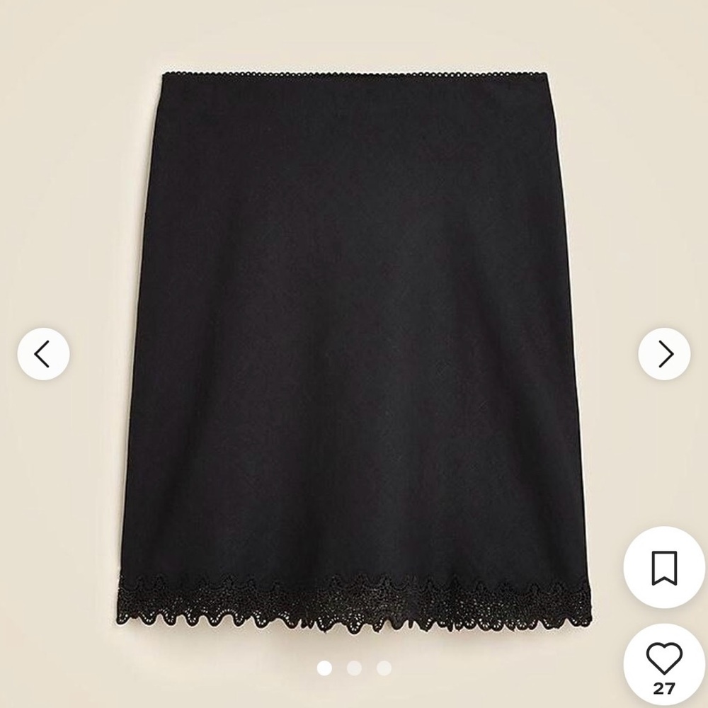 J Crew Gwen Lace Trim Linen Mini Skirt